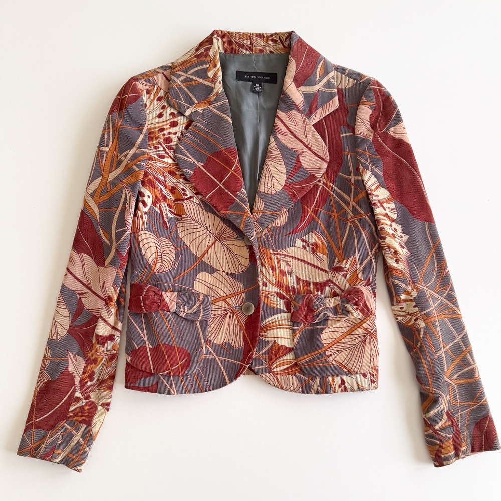 Karen Walker designer blazer jacket botanical monstera pre-owned size 4 small
